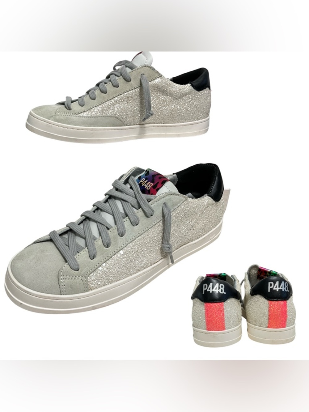 P448 John Silver Glitter Suede Low Top Sneakers Women’s 40 US 10
